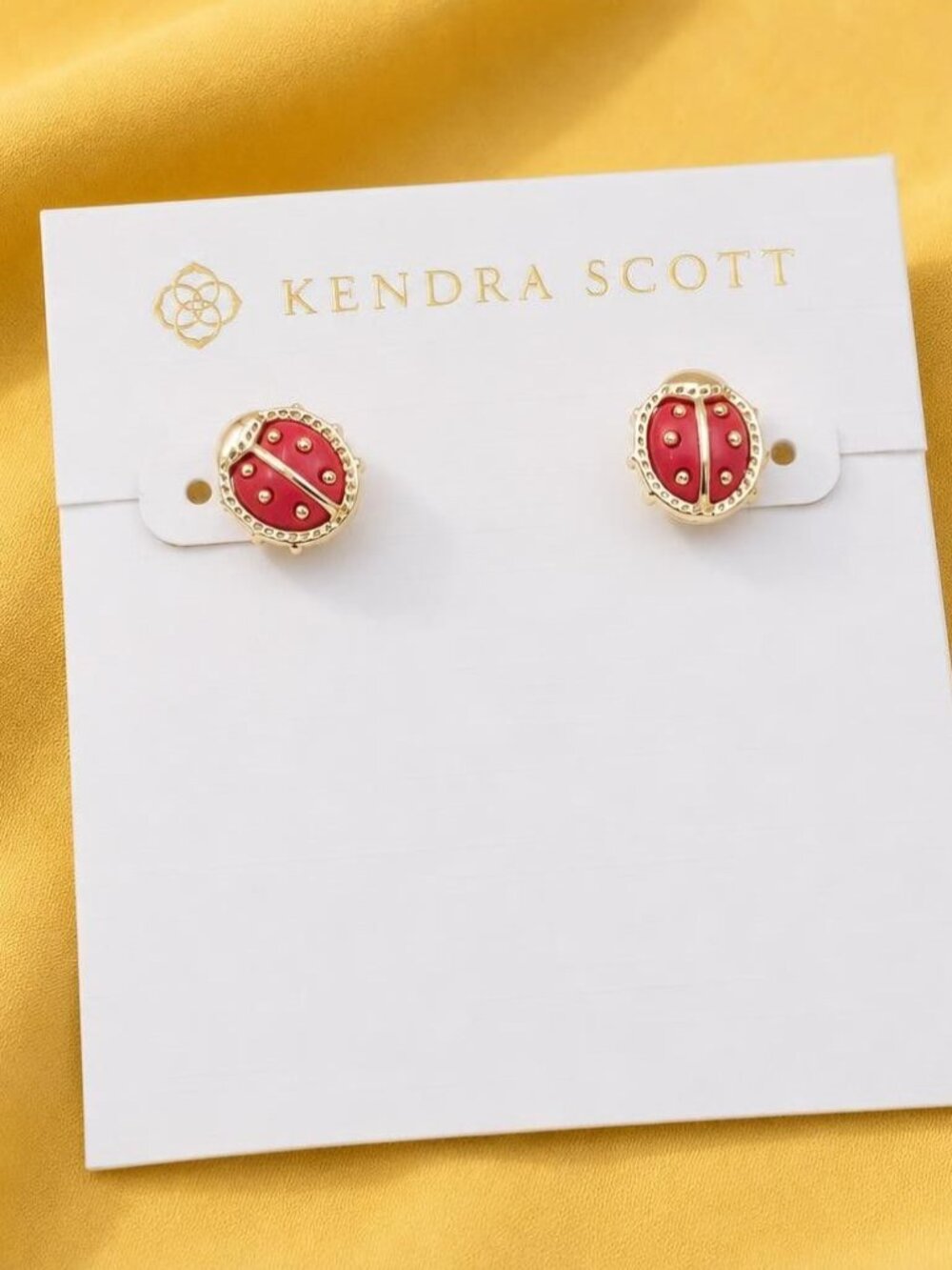 Kendra Scott Ladybug Gold Red Vermillion Stud Earrings